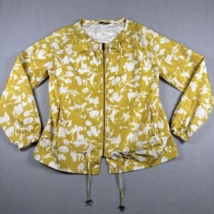 Sabie Floral Print Cropped Windbreaker Jacket Women's Medium Goldenrod Full Zip